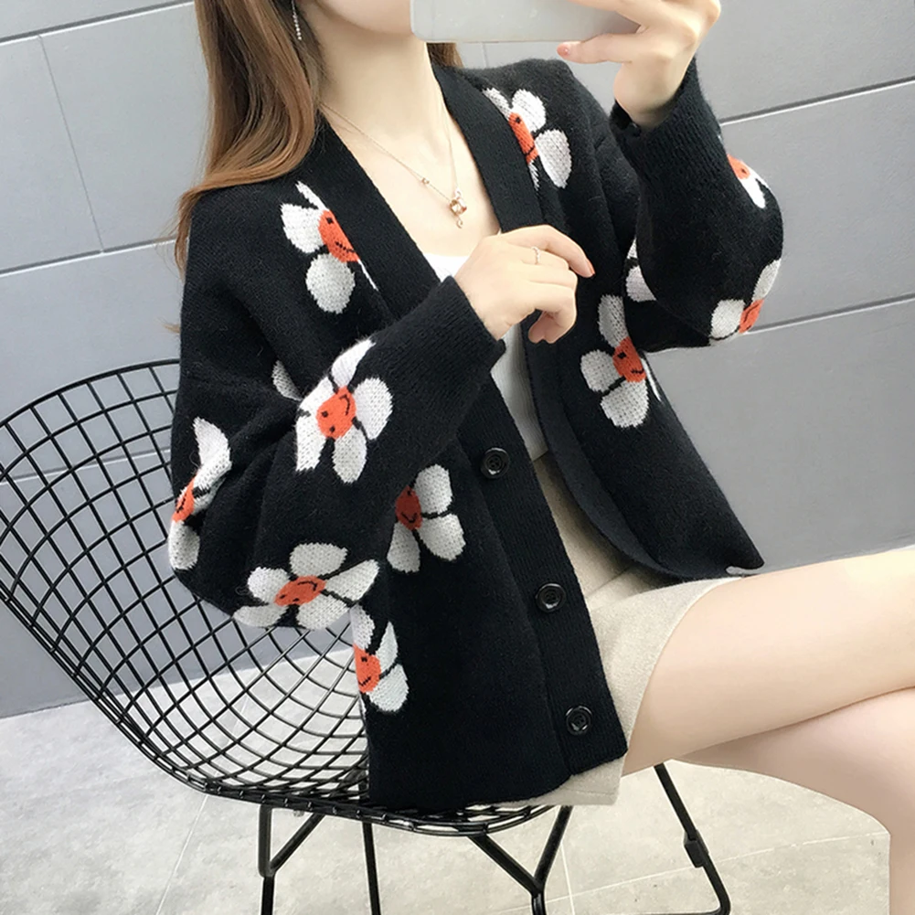 DOSSNI Women Coat Flower Knit Printed Spring Long Sleeve Sweater V Neck Loose Thicked Pullover Elegant Print Sweaters Coat Tops
DOSSNI Women Coat Flower Knit Printed Spring Long Sleeve Sweater V Neck Loose Thicked Pullover Elegant Print Sweaters Coat Tops