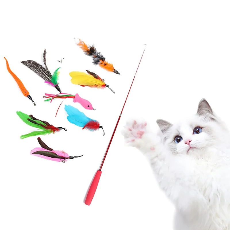 9 PCS New Cat Toy With Extendable Pole Cats Wand Refill Fake Feather Pet Kitten Kitty Plaything Replacement Cat Feather Toy Set
9 PCS New Cat Toy With Extendable Pole Cats Wand Refill Fake Feather Pet Kitten Kitty Plaything Replacement Cat Feather Toy Set