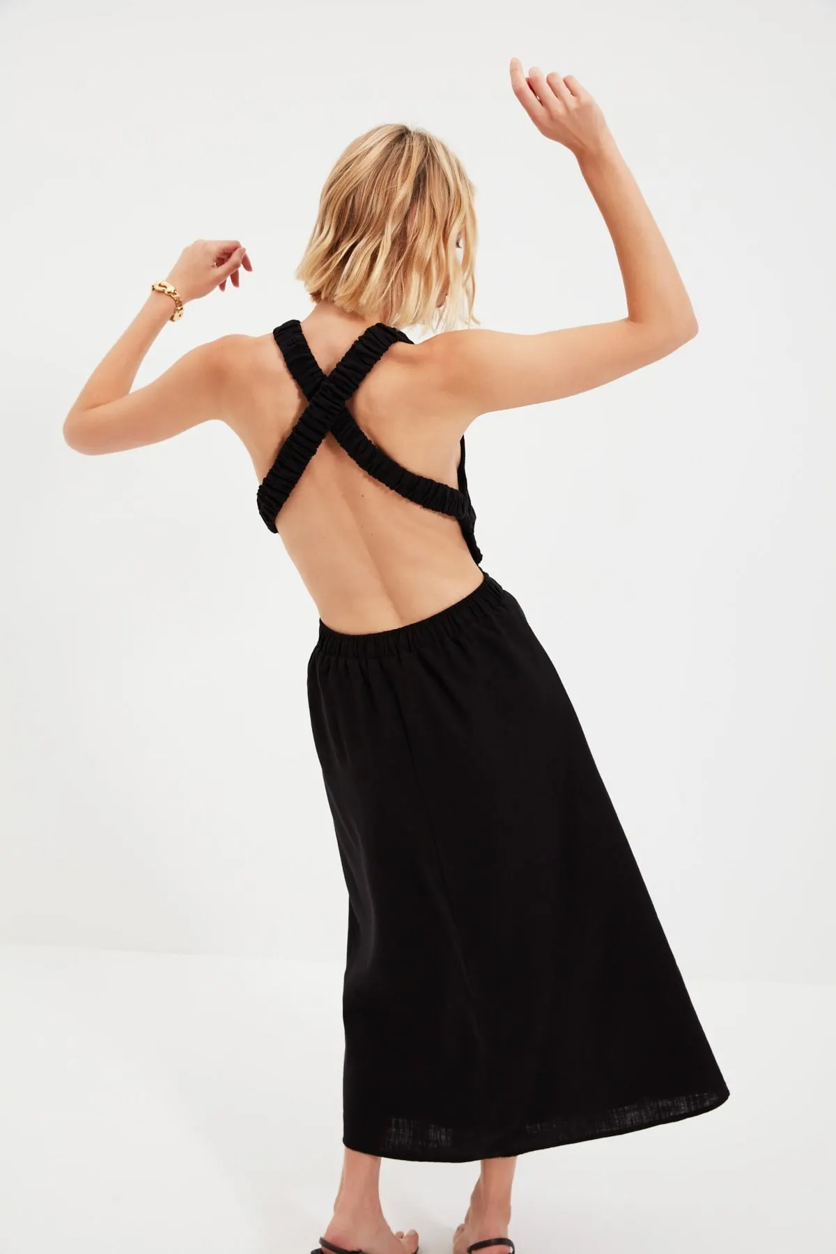 Women's Dress Design Black Back Detailed Strap Elegant Fashion Casual Casual Comfortable Short Sleeve Summer Boho Beach Dress Dress
Women's Dress Design Black Back Detailed Strap Elegant Fashion Casual Casual Comfortable Short Sleeve Summer Boho Beach Dress Dress