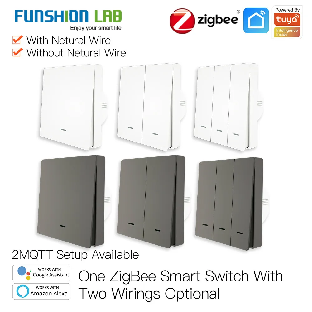 FUNSHION Smart Light Switch Tuya ZigBee No Neutral Wire No Capacitor Needed Smart Life 2/3 Way Works with Alexa Google 2mqtt
FUNSHION Smart Light Switch Tuya ZigBee No Neutral Wire No Capacitor Needed Smart Life 2/3 Way Works with Alexa Google 2mqtt