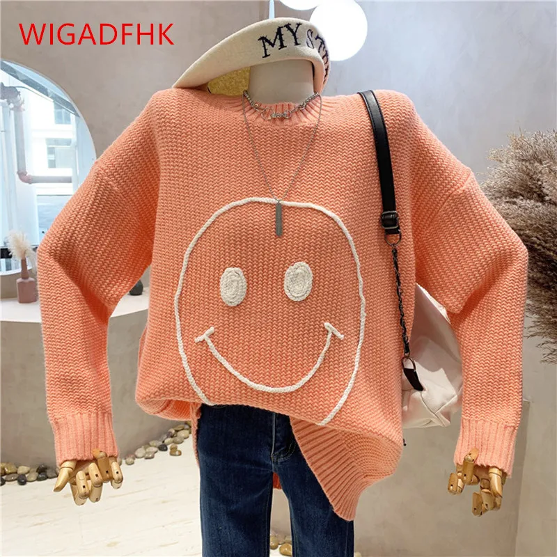 Korean Version Of The Sweet Smiley Sweater Women's Fall/winter 2021 Casual Loose Lazy Style Hedging Knit Long-sleeved Top
Korean Version Of The Sweet Smiley Sweater Women's Fall/winter 2021 Casual Loose Lazy Style Hedging Knit Long-sleeved Top