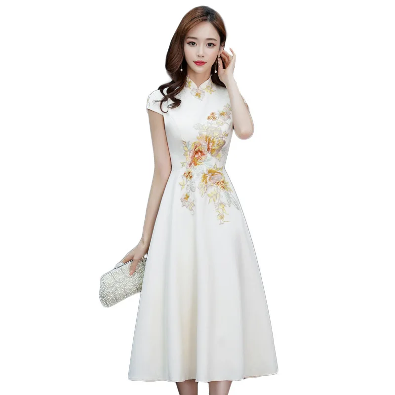 2020 summer new mid-length young Chinese style dress Office Lady Sleeveless Knee-Length V-Neck Regular
2020 summer new mid-length young Chinese style dress Office Lady Sleeveless Knee-Length V-Neck Regular
