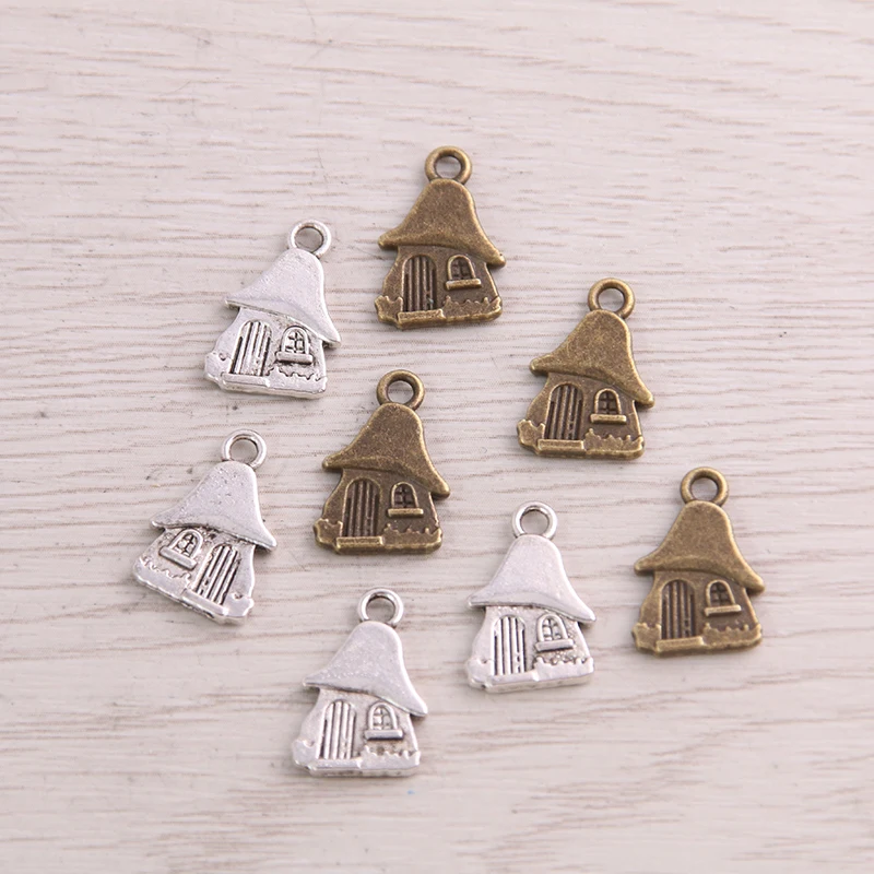 SWEET BELL 100PCS 10*15mm Two Color Metal Zinc Alloy Double-faced Houses Charms Fit Jewelry Pendant Charms Makings
SWEET BELL 100PCS 10*15mm Two Color Metal Zinc Alloy Double-faced Houses Charms Fit Jewelry Pendant Charms Makings