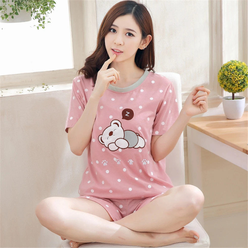 Summer Women Pajamas Set Summer Sleep Wear Set Cute Short Sleeve Pajamas Suit Shorts Nightwear Cotton Sleeping Bear 2XL
Summer Women Pajamas Set Summer Sleep Wear Set Cute Short Sleeve Pajamas Suit Shorts Nightwear Cotton Sleeping Bear 2XL