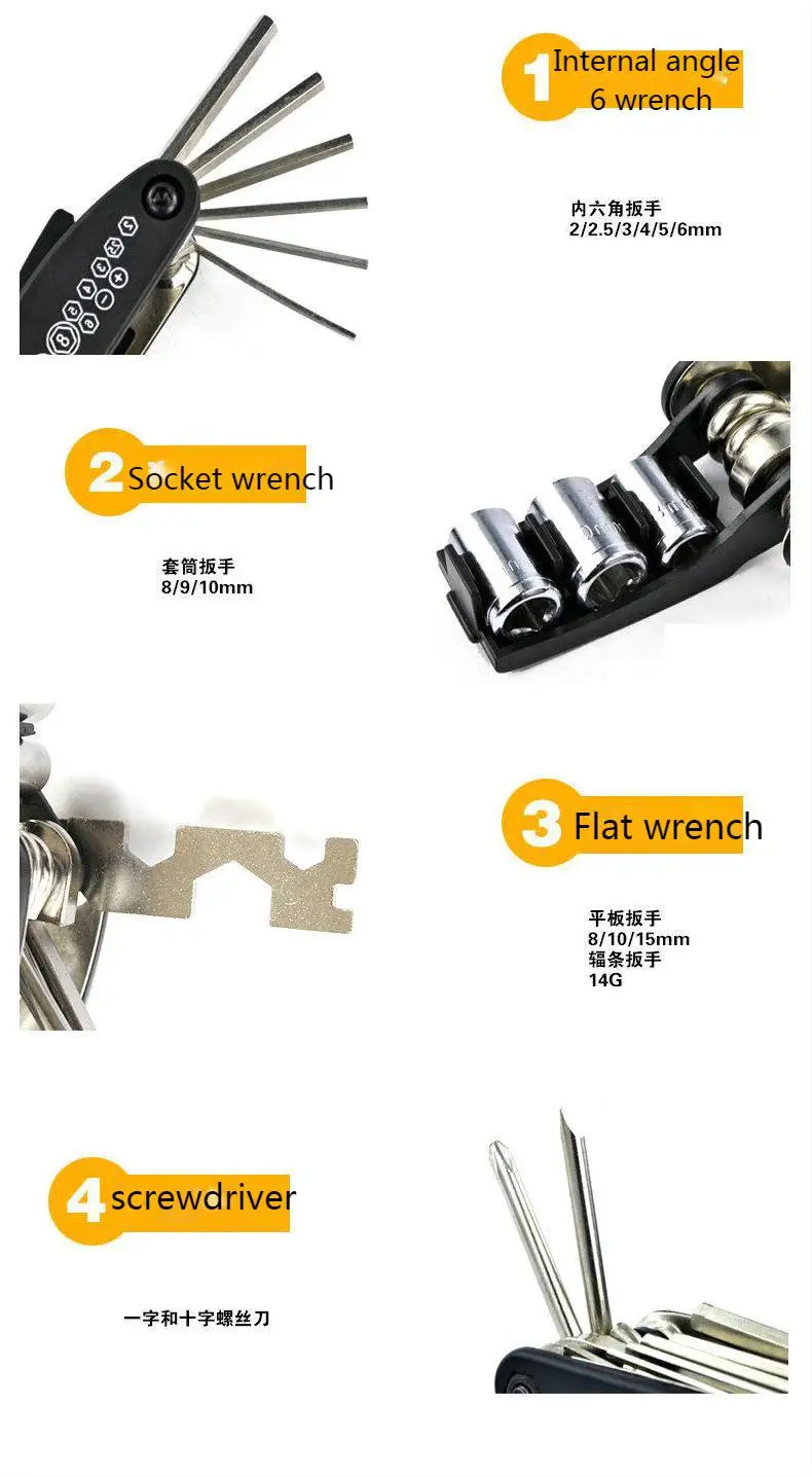 Bicycle Repair Tools Kit Hex Spoke Cycling Screwdrivers Tool Tyre Lever Allen Wrench MTB Mountain Bike Multitool Cycling tools
Bicycle Repair Tools Kit Hex Spoke Cycling Screwdrivers Tool Tyre Lever Allen Wrench MTB Mountain Bike Multitool Cycling tools