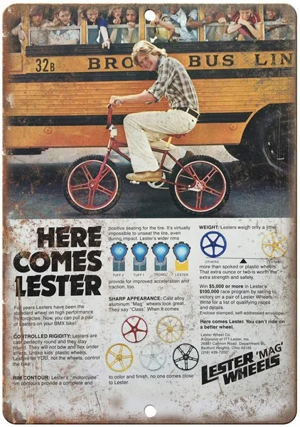 Lester MAG Wheels BMX Racing жестяная вывеска искусство настенное украшение, винтажная алюминиевая Ретро металлическая вывеска, железная живопись
Lester MAG Wheels BMX Racing жестяная вывеска искусство настенное украшение, винтажная алюминиевая Ретро металлическая вывеска, железная живопись