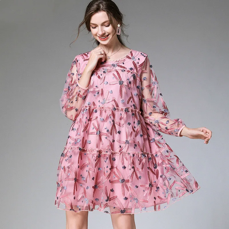 Plus Size Dress Women's Clothing Spring Summer Dresses Loose Embroidered Three Quarter Lace Dresses Woman Party Night TA7631
Plus Size Dress Women's Clothing Spring Summer Dresses Loose Embroidered Three Quarter Lace Dresses Woman Party Night TA7631