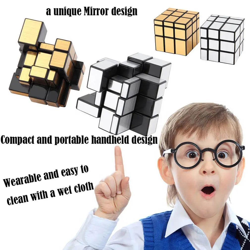 

Magic Cube NEW 3x3x3 Compact and portable Mirror Blocks Silver Shiny Puzzle Brain Teaser IQ Kid Funny Worldwide Great gift
