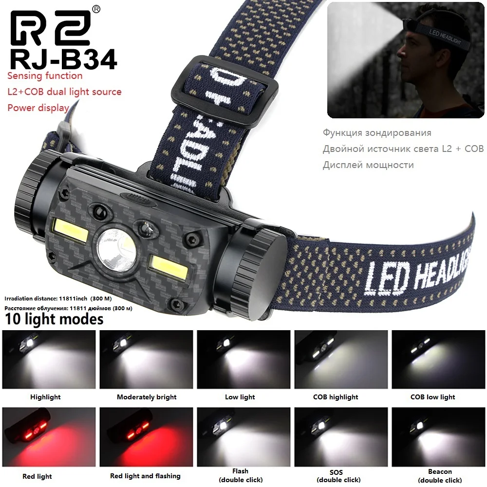 Sensor 10 Modes Headlamp Head Lamp Headlight COB Led with Usb Rechargeable Battery Working Light Camping Hiking Fishing Hunting
Sensor 10 Modes Headlamp Head Lamp Headlight COB Led with Usb Rechargeable Battery Working Light Camping Hiking Fishing Hunting