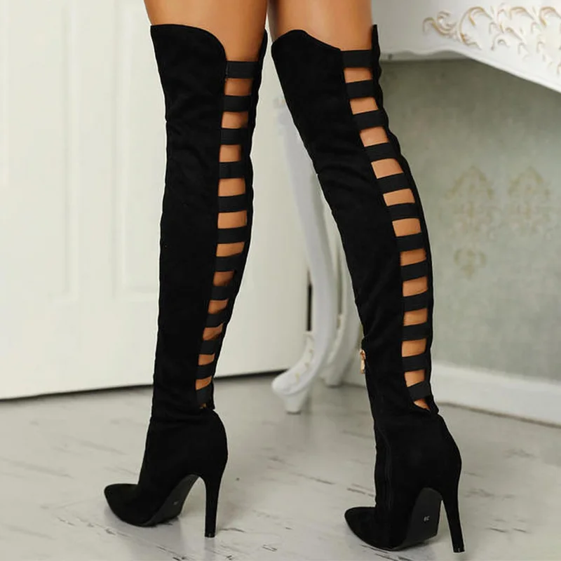 Black Sexy Hollow Out Over The Knee Boots Women Female Pointed Toe Party Long Boots Women's Autumn Winter Shoes Woman Thin Heels
Black Sexy Hollow Out Over The Knee Boots Women Female Pointed Toe Party Long Boots Women's Autumn Winter Shoes Woman Thin Heels
