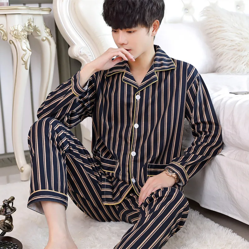 Cotton Pajamas For Men 2021 Autumn Casual Striped Pajama Sets Man Long Sleeve Sleepwear Pyjama Male Homewear Lounge Wear Clothes
Cotton Pajamas For Men 2021 Autumn Casual Striped Pajama Sets Man Long Sleeve Sleepwear Pyjama Male Homewear Lounge Wear Clothes