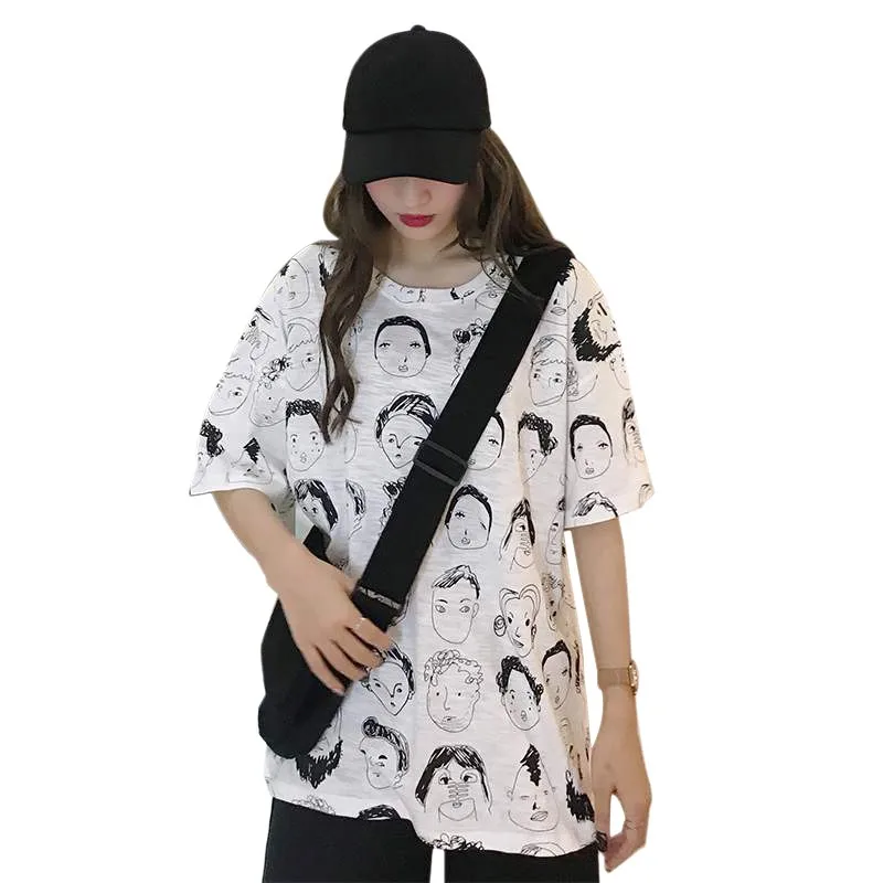 Hot Elegant Korean Style T-Shirts For Women Loose Short Sleeve Round Neck Graphic Printed Ladies Tee Oversize Clothes
Hot Elegant Korean Style T-Shirts For Women Loose Short Sleeve Round Neck Graphic Printed Ladies Tee Oversize Clothes