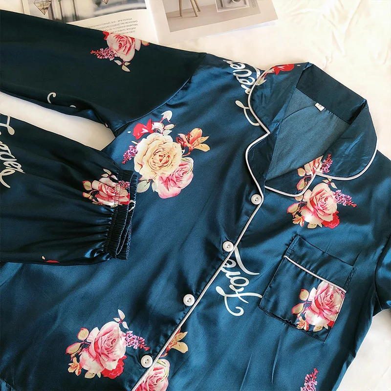 Faux Silk Women Pajama Sets Satin Pyjama Sleepwear Long Sleeve Large Size Fashion Print Pyjamas for Girl Nightwear New 2021 PJS
Faux Silk Women Pajama Sets Satin Pyjama Sleepwear Long Sleeve Large Size Fashion Print Pyjamas for Girl Nightwear New 2021 PJS