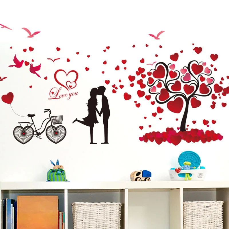Виниловые наклейки на стену с изображением велосипеда птиц пары дерева | Дом и
