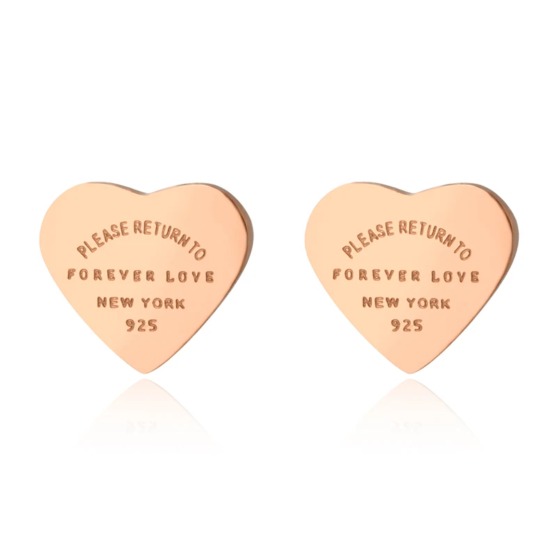 Luxury Brand Earrings Stainless Steel Heart Stud Earrings For Women Rose Gold Color Letters Love Earrings Cute Romantic Gift
Luxury Brand Earrings Stainless Steel Heart Stud Earrings For Women Rose Gold Color Letters Love Earrings Cute Romantic Gift