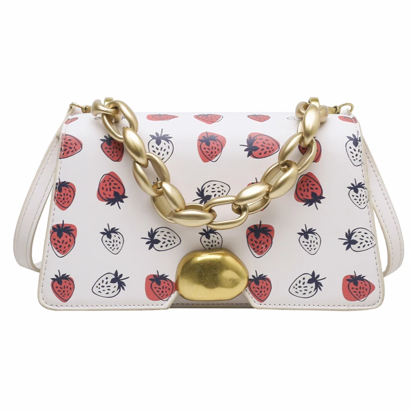 Niche Design Cute Strawberry Print Bag 2021 New Fashion Messenger Bag Fashion Chain Handbag Square Bag Shoulder Bag Width: 21cm
Niche Design Cute Strawberry Print Bag 2021 New Fashion Messenger Bag Fashion Chain Handbag Square Bag Shoulder Bag Width: 21cm
