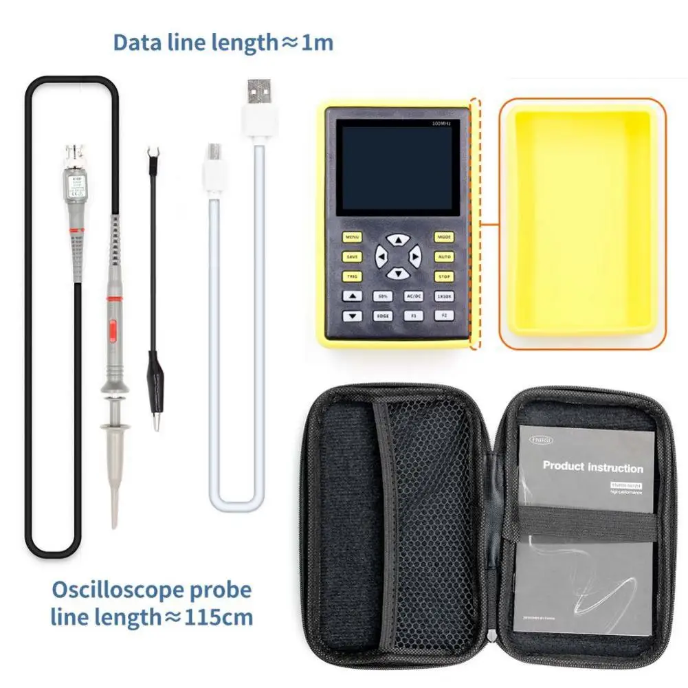 Portable Digital Oscilloscope 2.4-inch Screen 500 MS / s Sampling Rate 100MHz Analog Bandwidth Oscilloscope 
Portable Digital Oscilloscope 2.4-inch Screen 500 MS / s Sampling Rate 100MHz Analog Bandwidth Oscilloscope