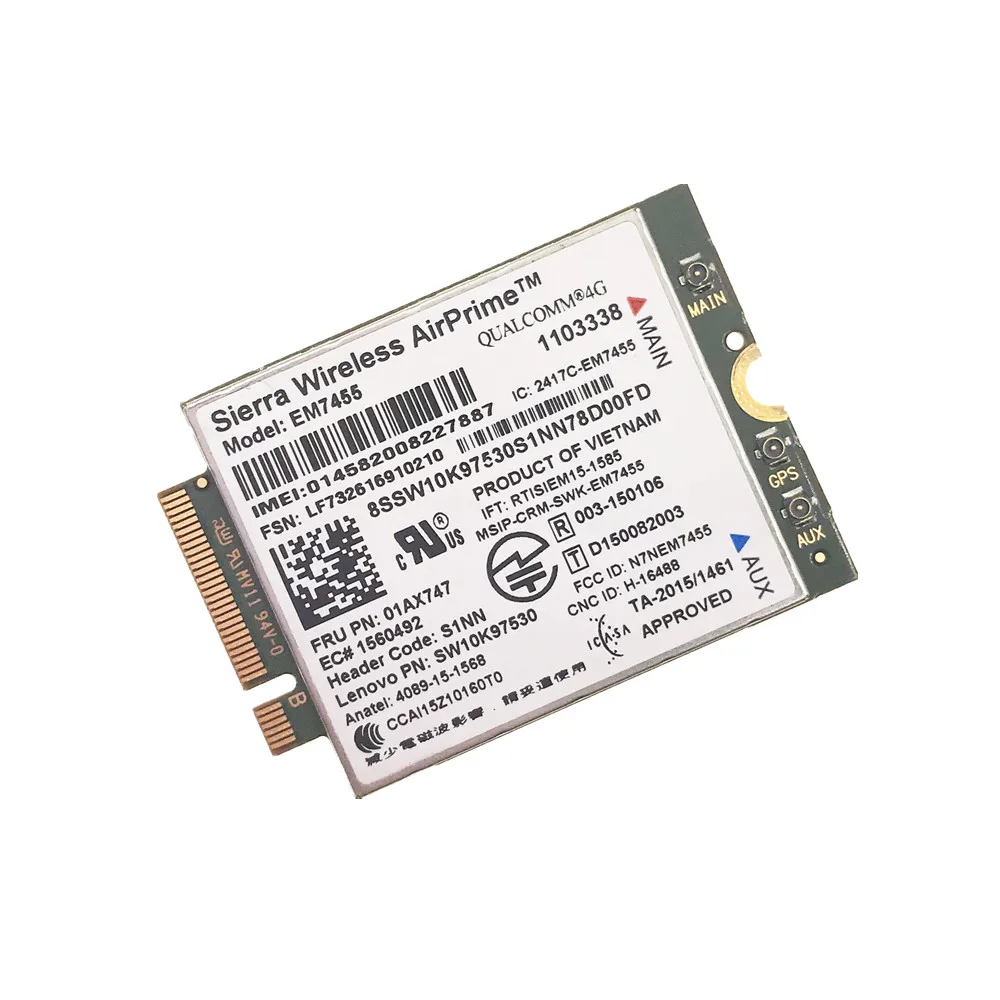 Карта EM7455 FRU 01AX747 00JT454 00JT452 LTE 3G 4G для Thinkpad X1 carbon 5 го поколения X270 T470 T470S T470P T570 L570 L470 P51