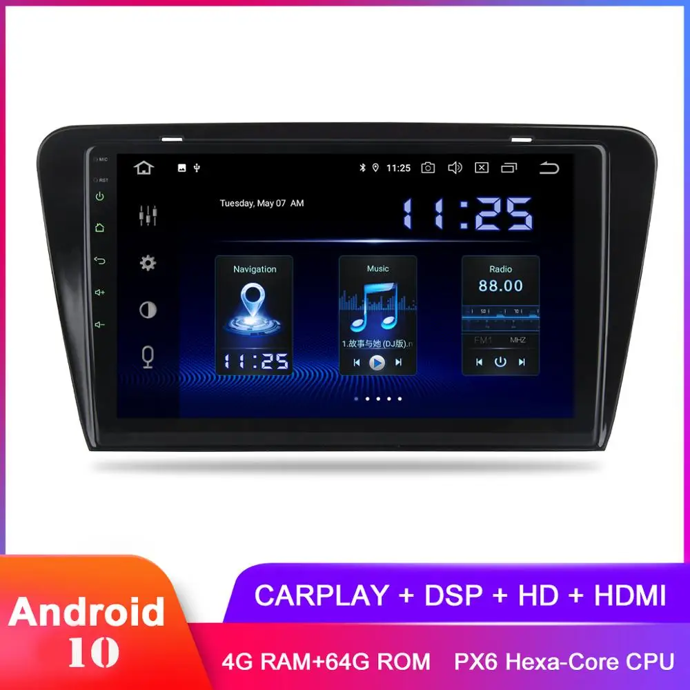 Автомобильная магнитола с IPS дисплеем 10 2 дюйма Android GPS для Octavia A7 2014 2015 2016 2017