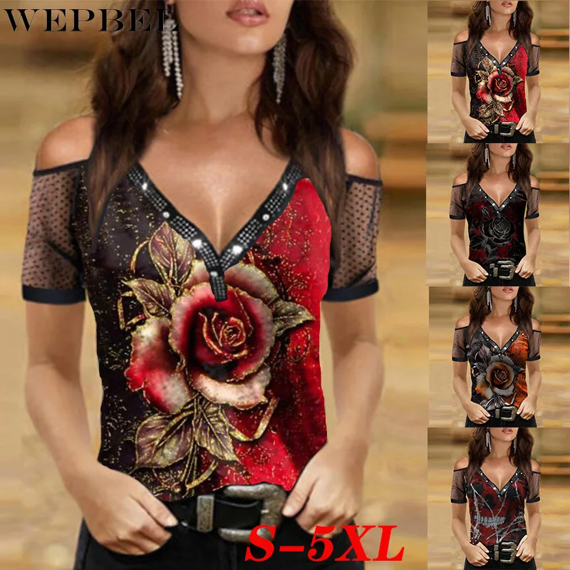 WEPBEL Women Vintage Floral Print Lace Shirt Top Ladies Retro Fashion Short Sleeve V Neck Straight Bottoming T-shirt
WEPBEL Women Vintage Floral Print Lace Shirt Top Ladies Retro Fashion Short Sleeve V Neck Straight Bottoming T-shirt