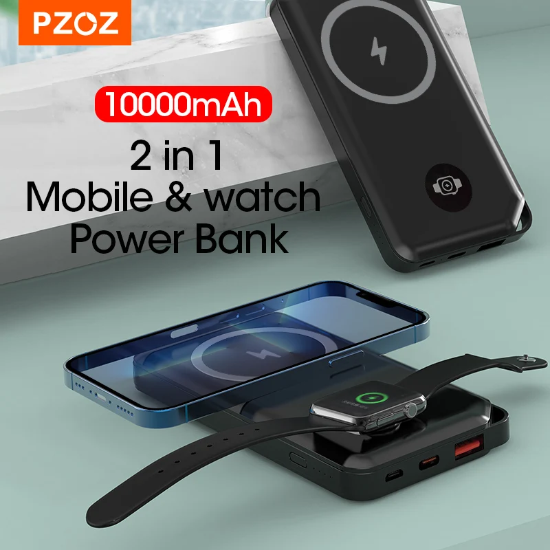 PZOZ магнитные беспроводные зарядные устройства Power Bank 10000 мАч Быстрая зарядка для