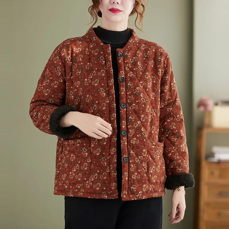 Women Casual Quilted Coats New Arrival 2021 Winter Vintage Style Floral Print Loose Thick Warm Female Long Sleeve Jackets B1414
Women Casual Quilted Coats New Arrival 2021 Winter Vintage Style Floral Print Loose Thick Warm Female Long Sleeve Jackets B1414