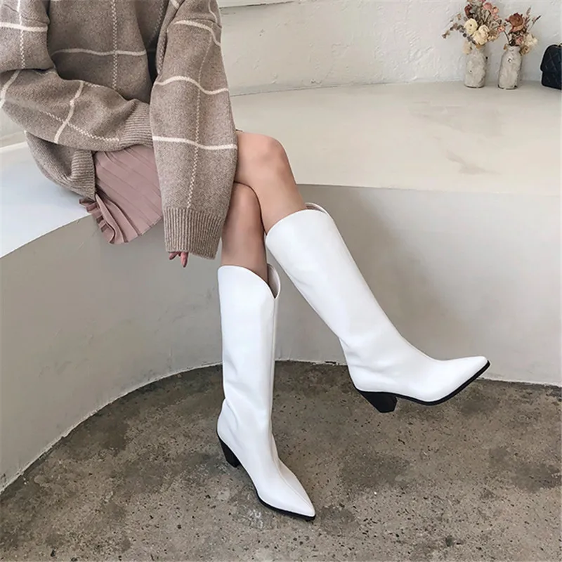 Autumn New Pointed Toe Knee High Boots Leather Thick Heel Knight Boots High Heels High Tube Botas Mujer Winter Shoes Women
Autumn New Pointed Toe Knee High Boots Leather Thick Heel Knight Boots High Heels High Tube Botas Mujer Winter Shoes Women