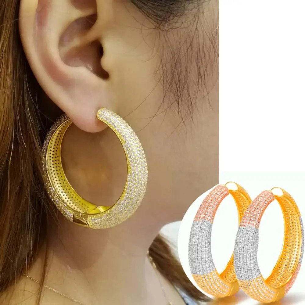 LARRAURI 2020 Luxury Round Cubic Zircon Statement Big Hoop Earrings For Women Wedding DUBAI Bridal Round Circle Hoop Earrings
LARRAURI 2020 Luxury Round Cubic Zircon Statement Big Hoop Earrings For Women Wedding DUBAI Bridal Round Circle Hoop Earrings