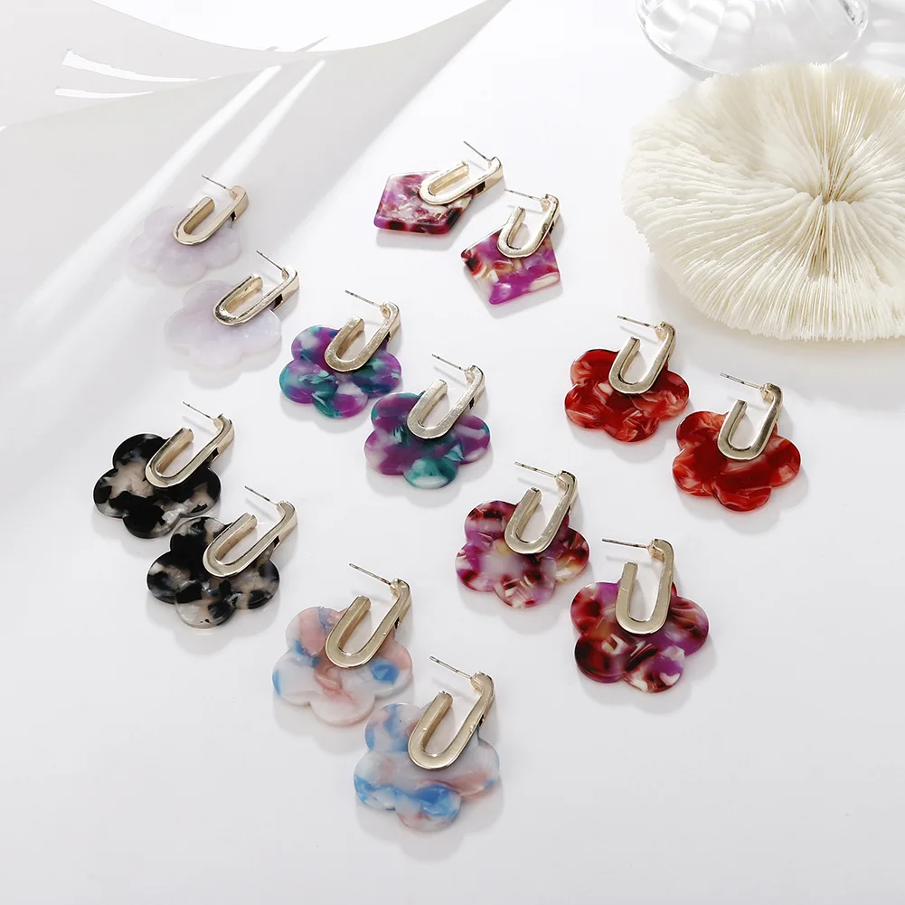 Korean Trendy Flower Geometric Irregular Rhombus Acrylic Resin Acetate Stud Earrings For Women Female Party Trip Ear Jewelry
Korean Trendy Flower Geometric Irregular Rhombus Acrylic Resin Acetate Stud Earrings For Women Female Party Trip Ear Jewelry