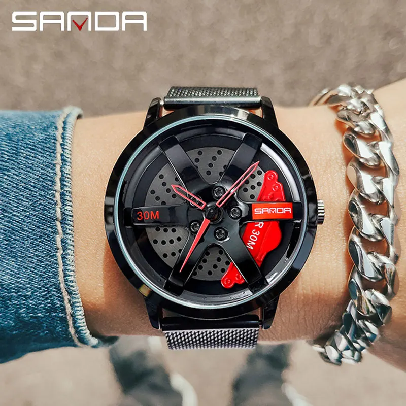 SANDA мужские наручные часы для спортивного автомобиля дизайн на заказ нержавеющая