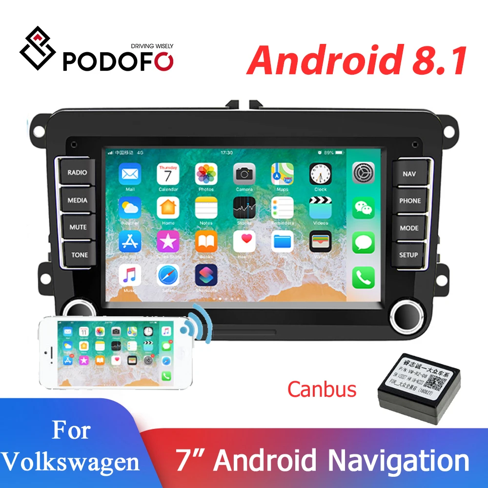 Podofo 2 Din Android автомобильный мультимедийный плеер FM стерео приемник 7 &quotGPS Bluetooth