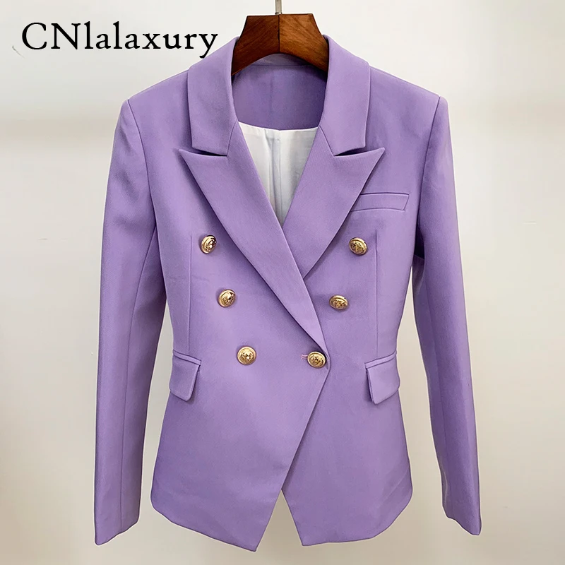 2020 Designer Blazer feminino Women's Lion Buttons Double Breasted Suit Coat Slim Fit Blazer Jacket Lavender marynarka damska
2020 Designer Blazer feminino Women's Lion Buttons Double Breasted Suit Coat Slim Fit Blazer Jacket Lavender marynarka damska