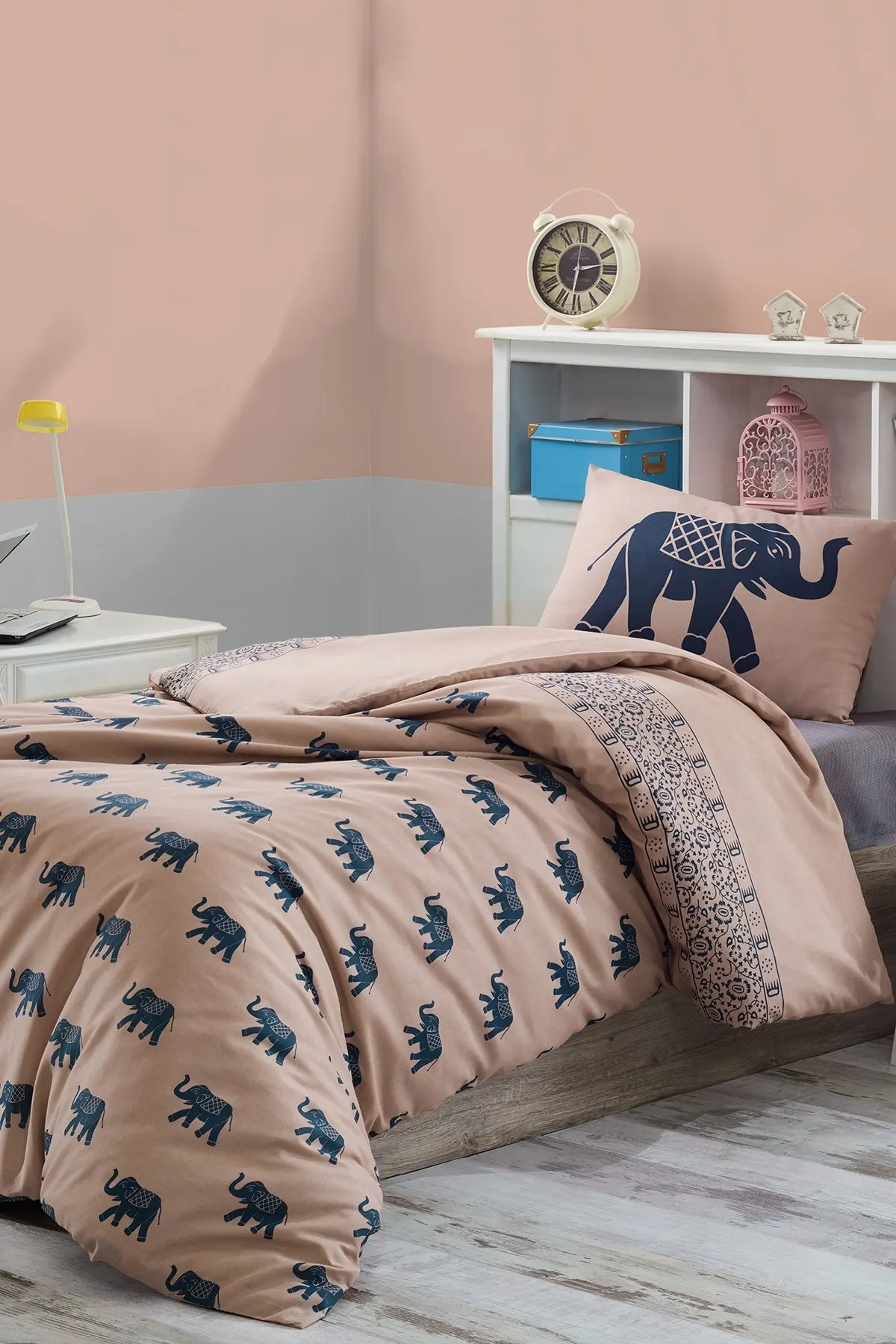 

Домашний текстиль, комплект пододеяльников из 100 натурального хлопка, индивидуальный односпальный костюм со слоном, кофейно-темно-синий
