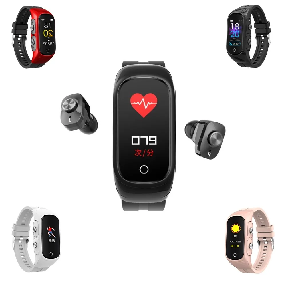 Smart Watch 2 In 1 Multifunctional Wireless TWS Bluetooth Earphone Heart Rate Bracelet Fitness Tracker Wristband Headset N8
Smart Watch 2 In 1 Multifunctional Wireless TWS Bluetooth Earphone Heart Rate Bracelet Fitness Tracker Wristband Headset N8