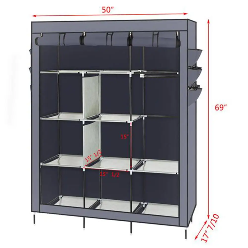 Non-woven Wardrobe Bedroom Cloth Cabinet High-leg Steel Clothing Storage Shelves Dustproof Closet 127x45x175cm
Non-woven Wardrobe Bedroom Cloth Cabinet High-leg Steel Clothing Storage Shelves Dustproof Closet 127x45x175cm