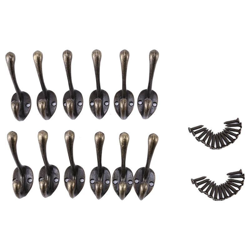 12Pack Duty Dual Coat Hooks Wall Mounted with Screws Vintage Antique Bronze Hooks for Door Coat Hooks Bathroom Kitchen
12Pack Duty Dual Coat Hooks Wall Mounted with Screws Vintage Antique Bronze Hooks for Door Coat Hooks Bathroom Kitchen