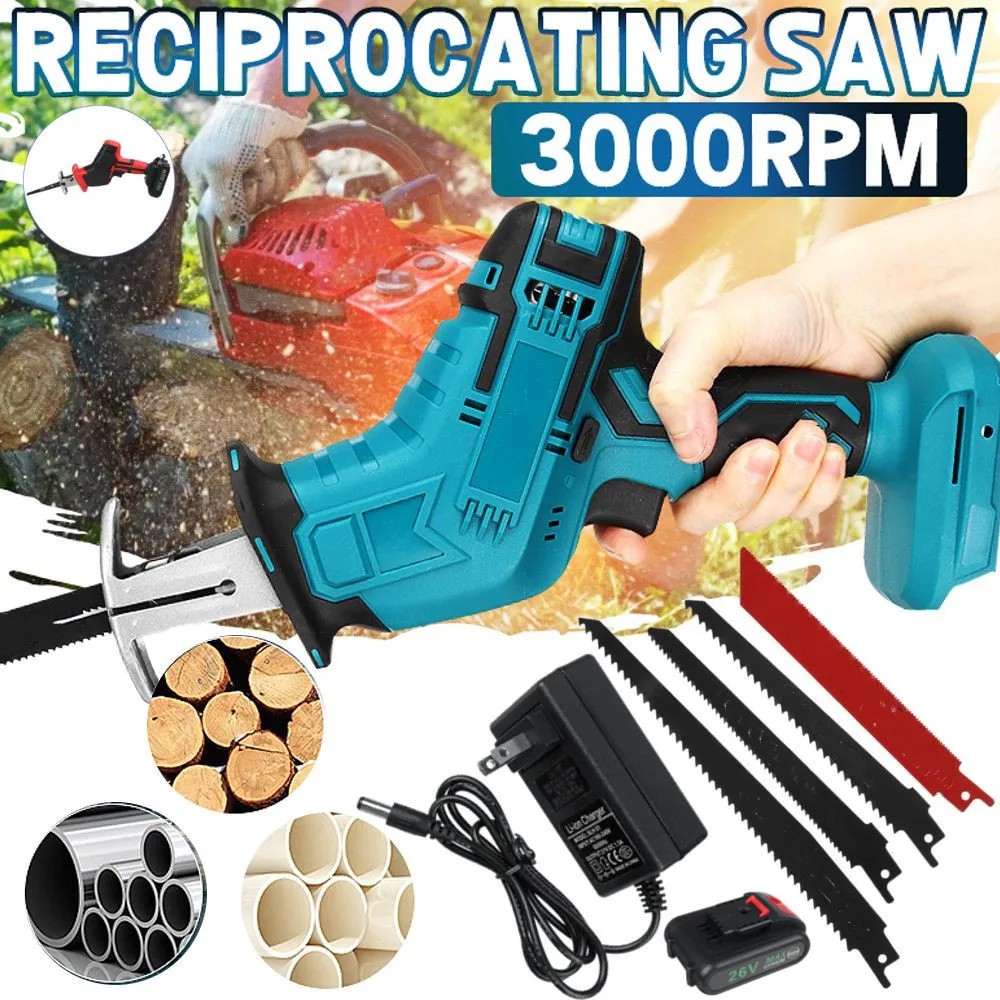 26V Cordless Reciprocating Saw Electric Saw Woodworking Saw with Battery + 4 Saw Blades for Wood Metal Cutting DIY Power Saws
26V Cordless Reciprocating Saw Electric Saw Woodworking Saw with Battery + 4 Saw Blades for Wood Metal Cutting DIY Power Saws