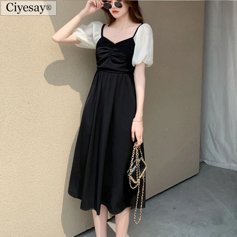 Ciyesay Summer new 2021 women's French romantic back hollow pearl splicing short sleeved dress female chiffon dress
Ciyesay Summer new 2021 women's French romantic back hollow pearl splicing short sleeved dress female chiffon dress