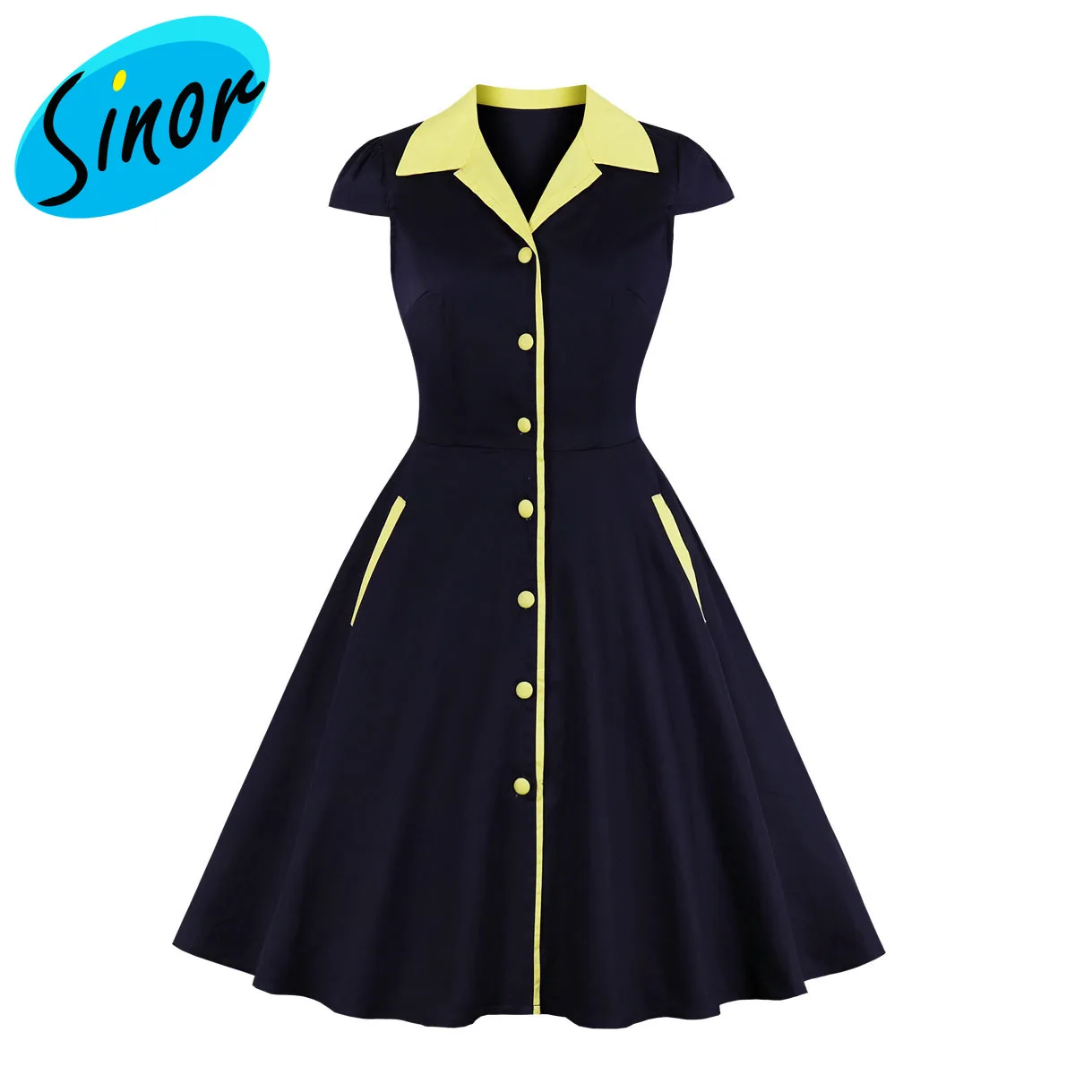 Women's 2021 summer lapel single-breasted waist slim pocket retro dress 1729 banquet dress
Women's 2021 summer lapel single-breasted waist slim pocket retro dress 1729 banquet dress