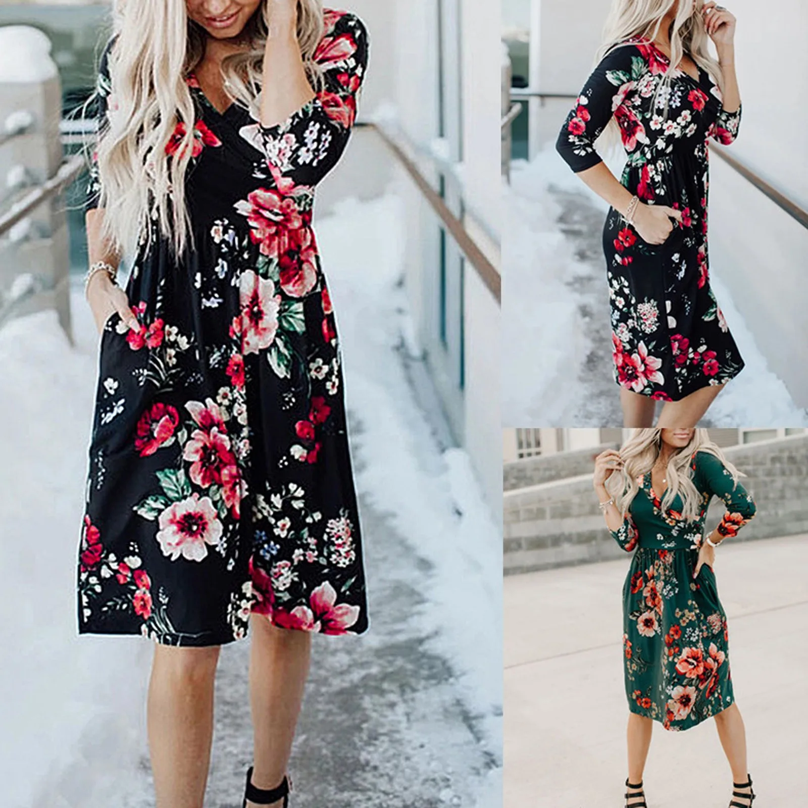 Fashion Womens Floral Print Elegant Maxi Long Sleeve Knee-Length A-Line Dress Loose Solid Color Plus Size Women's Clothing 2021
Fashion Womens Floral Print Elegant Maxi Long Sleeve Knee-Length A-Line Dress Loose Solid Color Plus Size Women's Clothing 2021