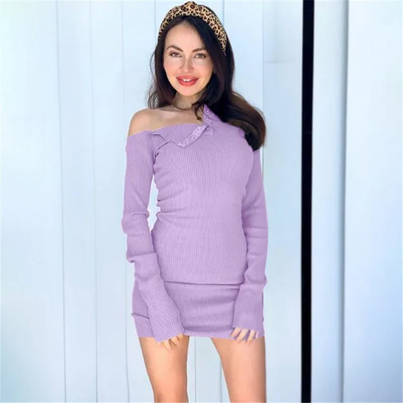 2020 Autumn Party Dress Women Button Neck Slim Round Neck Long Sleeve Pencil Bodycon Dresses Skinny Fashion Hip Pack Sexy Dress
2020 Autumn Party Dress Women Button Neck Slim Round Neck Long Sleeve Pencil Bodycon Dresses Skinny Fashion Hip Pack Sexy Dress