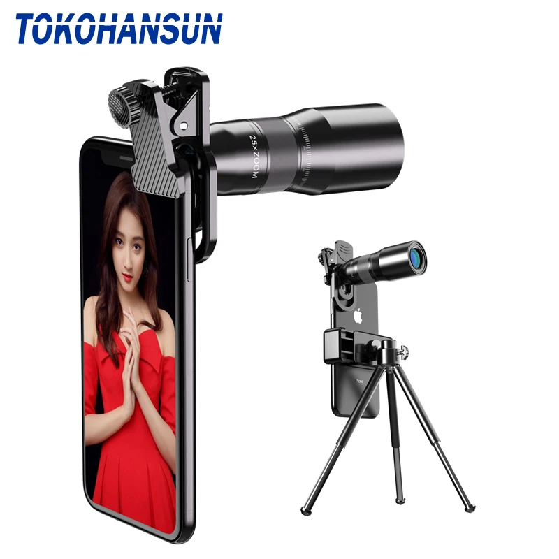 Оптическая линза для телефона TOKOHANSUN HD 25X телеобъектив с увеличением Монокуляр +
