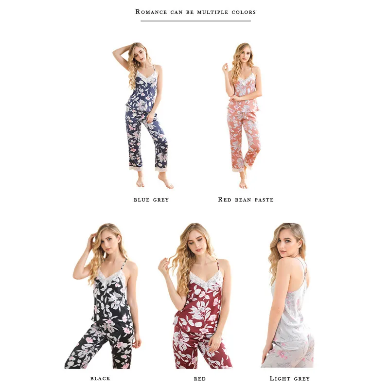 1 Set M L XL Women's Pajamas Two Piece Printed Sexy Suspender Pajamas Women's Fashion Sleepwear Suits Women Trousers Summer
1 Set M L XL Women's Pajamas Two Piece Printed Sexy Suspender Pajamas Women's Fashion Sleepwear Suits Women Trousers Summer