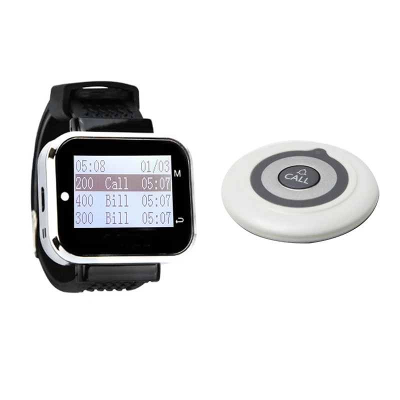 Wireless Calling &Paging System 1 Watch Receiver + 1 Super Thin Buttons Long Range Transmitter Guest Pager For Restaurant Cafe
Wireless Calling &Paging System 1 Watch Receiver + 1 Super Thin Buttons Long Range Transmitter Guest Pager For Restaurant Cafe