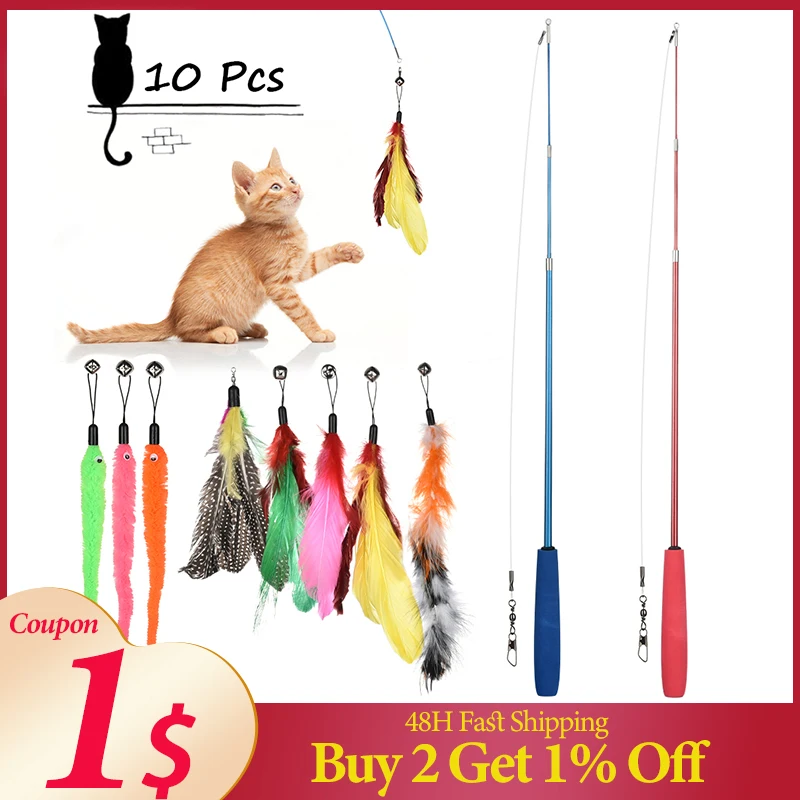 10Pcs Cat Feather Tease Toys Kit Interactive Stick With Small Bell Kitten Funny Fishing Rod Game Feather Toys For Cats Leapping
10Pcs Cat Feather Tease Toys Kit Interactive Stick With Small Bell Kitten Funny Fishing Rod Game Feather Toys For Cats Leapping