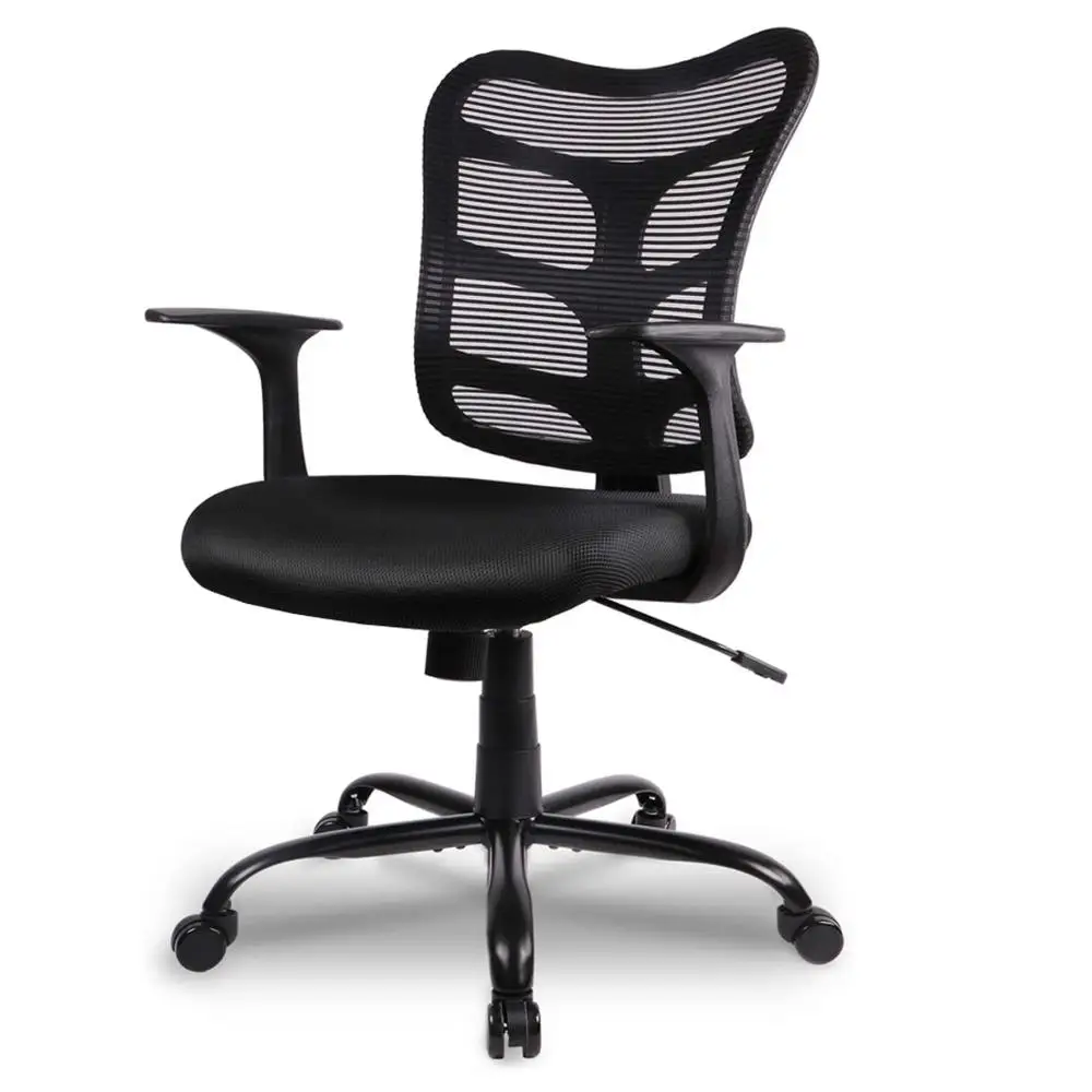 

Эргономичный компьютерный стул со средней спинкой, настольные стулья с подлокотниками, поворотные ролики для дома и офиса