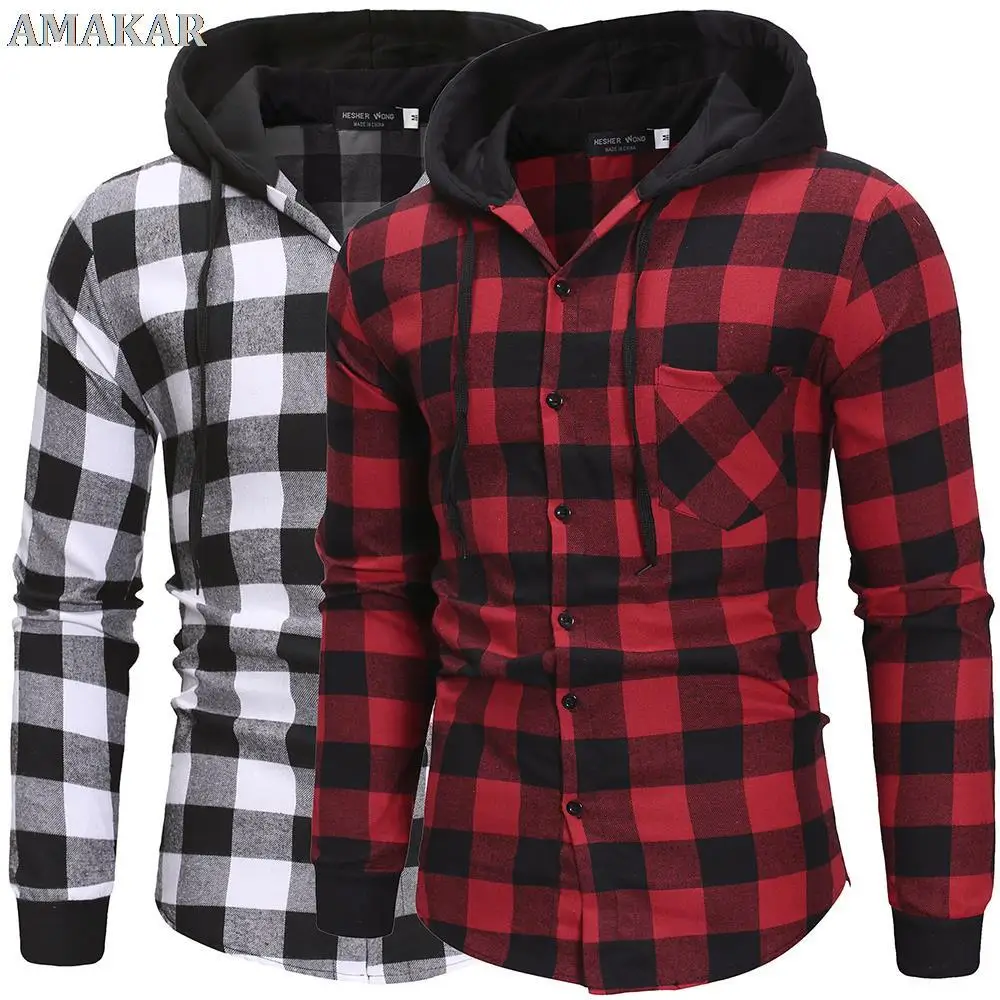 Men's Shirts Autumn Fashion Casual Plaid Shirts Long Sleeve Cotton high quality Pullover Hooded Shirt Winter Mens Top Blouse
Men's Shirts Autumn Fashion Casual Plaid Shirts Long Sleeve Cotton high quality Pullover Hooded Shirt Winter Mens Top Blouse