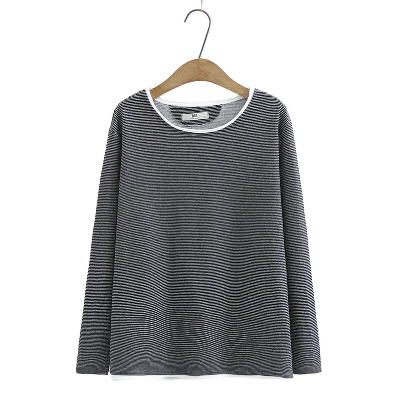 Размера плюс, футболка в полоску с круглым вырезом топы для женщин в винтажном стиле; Повседневные рубашки больших размеров; Сезон весна-лет... 
Размера плюс, футболка в полоску с круглым вырезом топы для женщин в винтажном стиле; Повседневные рубашки больших размеров; Сезон весна-лет...