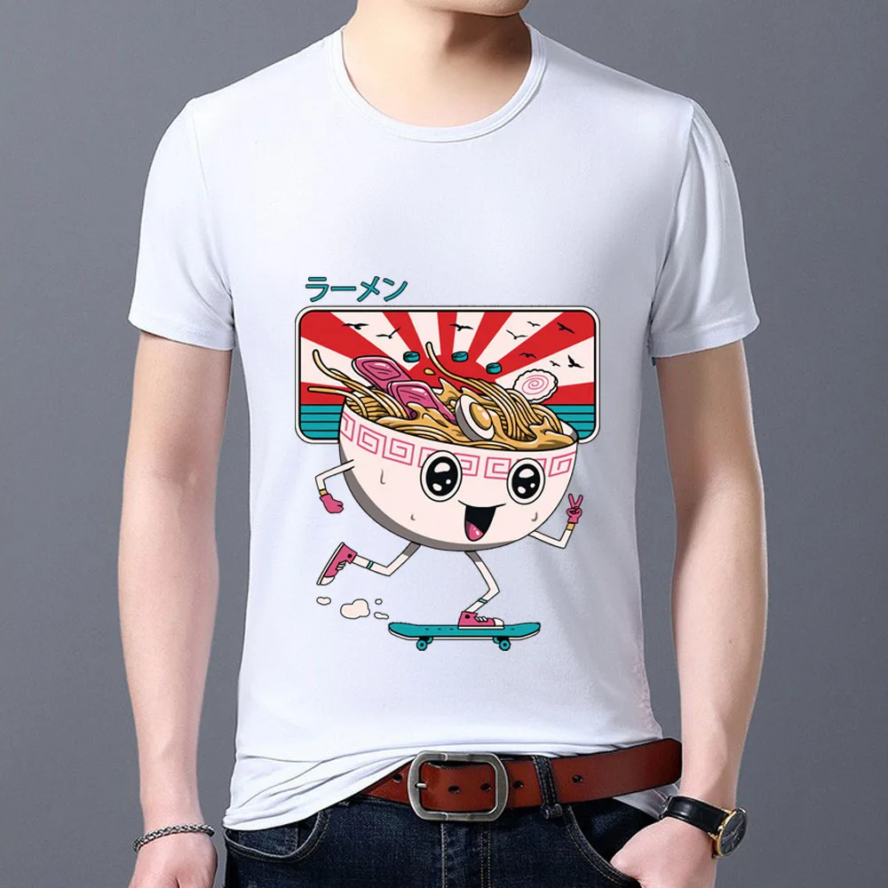 Men Tshirt Japanese Ramen Pattern Print Office Worker Commuting All-match Male Tops White O-neck Short Sleeve Tee Man Clothes
Men Tshirt Japanese Ramen Pattern Print Office Worker Commuting All-match Male Tops White O-neck Short Sleeve Tee Man Clothes