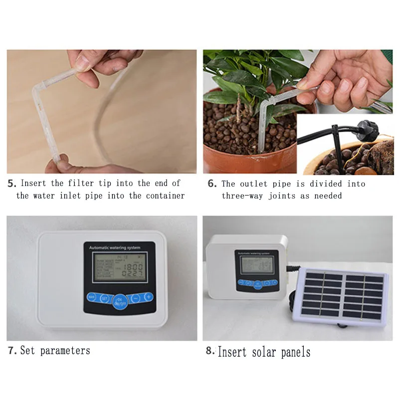 Solar Energy Garden Watering Device Dual-pump Drip Irrigation System Set Accessories Automatic Use Watering System for Flowers
Solar Energy Garden Watering Device Dual-pump Drip Irrigation System Set Accessories Automatic Use Watering System for Flowers